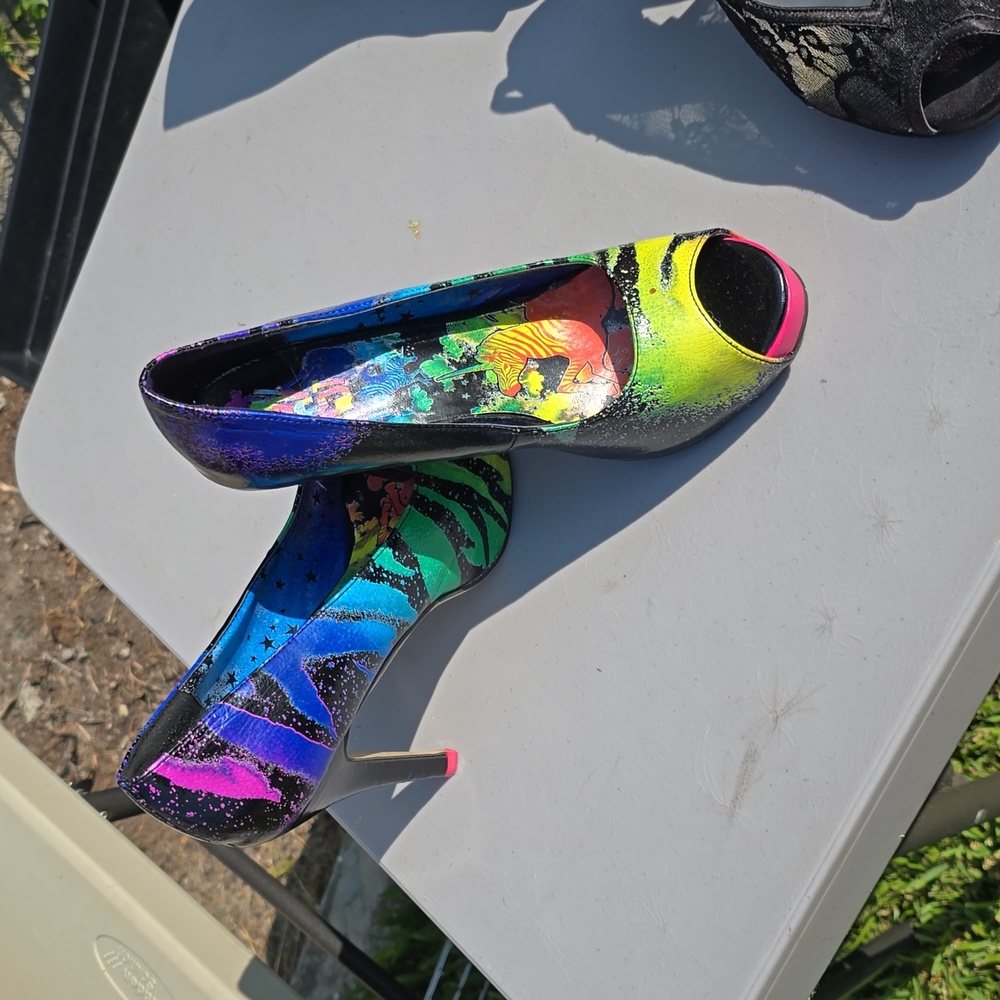 4in Rainbow Zebra Print Heels